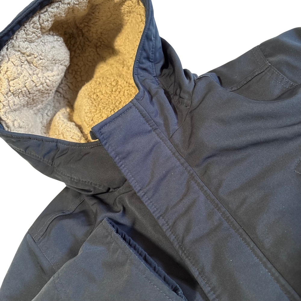 Abercrombie Parka Kids 11/12 Navy Blue Sherpa Lined Hooded Winter Jacket